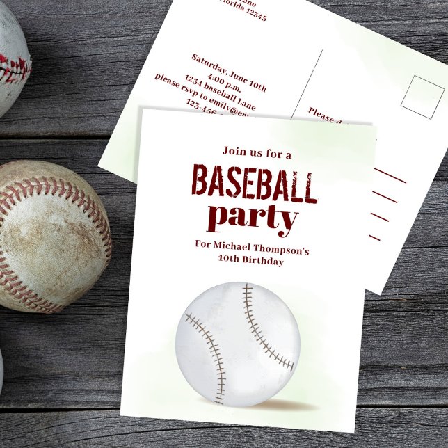 Tarjeta postal personalizada de béisbol para fiest (Baseball Party Invitation postcard)