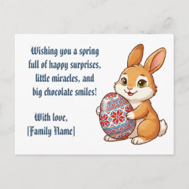 Tarjeta postal personalizada de conejo - Huevo Étn