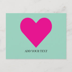 Tarjeta postal personalizada de corazón rosa