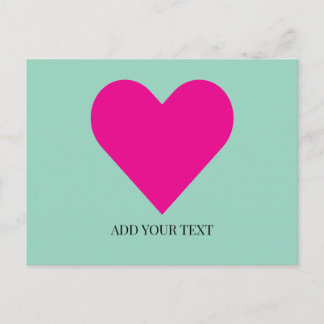 Tarjeta postal personalizada de corazón rosa