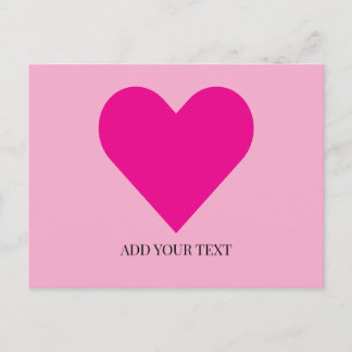 Tarjeta postal personalizada de corazón rosa
