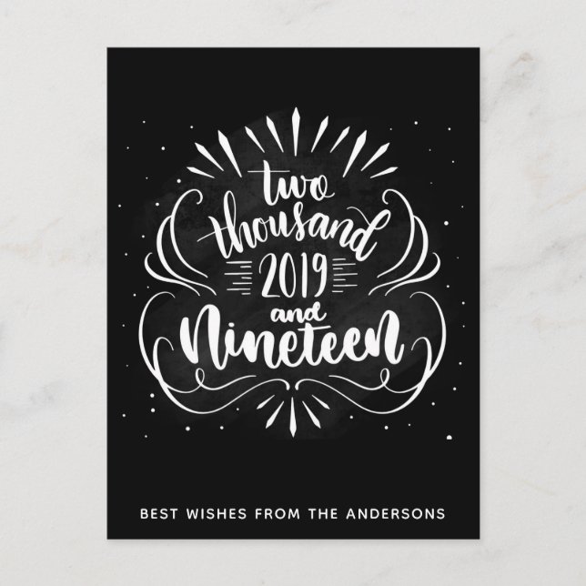 tarjeta postal personalizada de deseos de año nuev (Anverso)