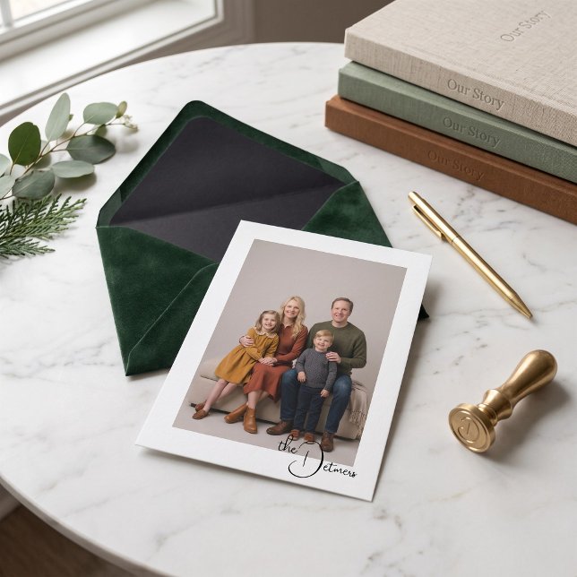 Tarjeta Postal Personalizada de Retrato Familiar C (Turn your favorite portrait into a timeless holiday keepsake for loved ones.)