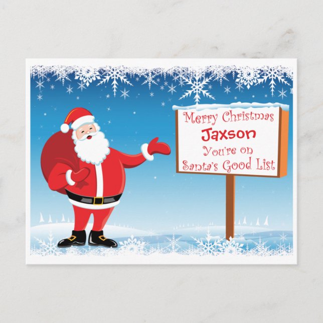 Tarjeta postal personalizada de Santa (Anverso)