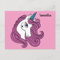 Tarjeta postal personalizada de Unicornio lindo co