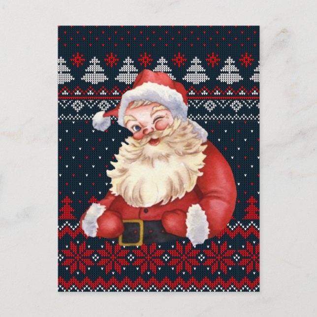 Tarjeta postal personalizada Winking Santa Claus K (Anverso)