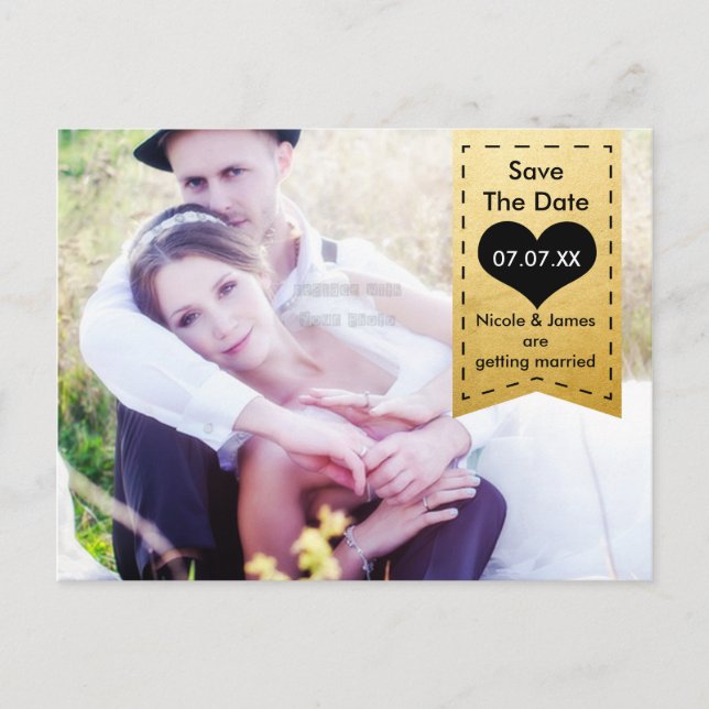 Tarjeta postal PHOTO Gold Foil & Black SAVE THE DA (Anverso)