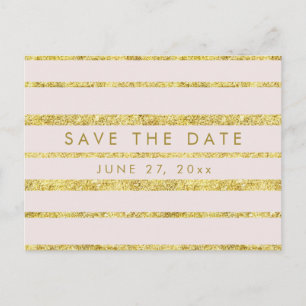 Tarjeta Postal Pink Save The Date con Efecto de Ho