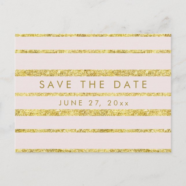 Tarjeta Postal Pink Save The Date con Efecto de Ho (Anverso)