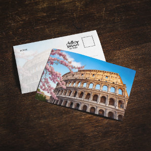 Tarjeta postal pintada Coliseo de Roma Italia