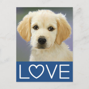 Tarjeta postal pintada de cachorro de perro retrie