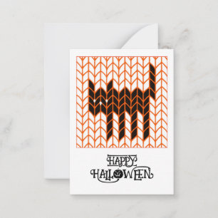 TARJETA POSTAL PLANA DE HALLOWEEN GATO NEGRO TEJID