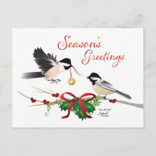 Tarjeta postal plana para Navidades de pollo