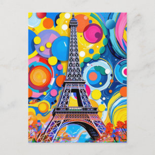 Tarjeta Postal Pop Art de la Torre Eiffel