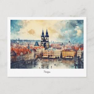 Tarjeta postal Praga noche en República Checa