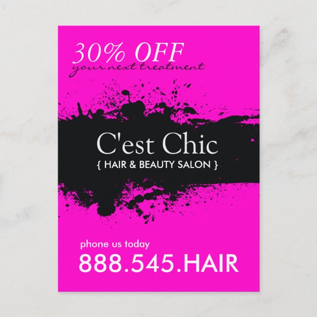 Tarjeta postal publicitaria de salón de uñas y spa (Anverso)