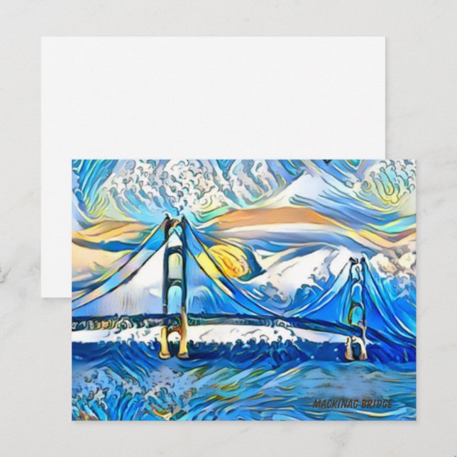 Tarjeta postal puente Mackinac (Anverso / Reverso)