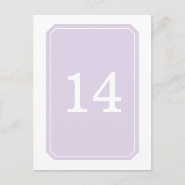 Tarjeta postal Purple Simplant Elegant Table Numbe (Anverso)