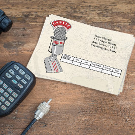 Tarjeta postal QSL de micrófono Art Deco de moda a