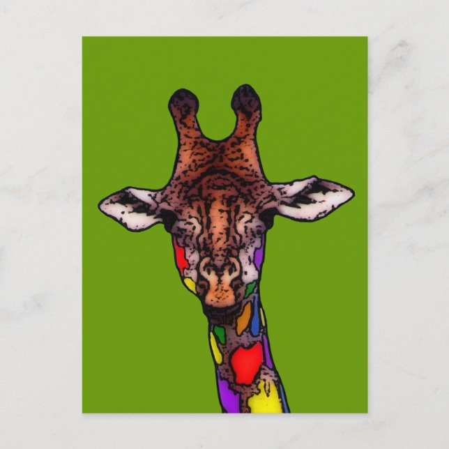 Tarjeta postal Rainbow Giraffe (Anverso)