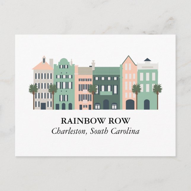 Tarjeta postal Rainbow Row Charleston South Caroli (Anverso)