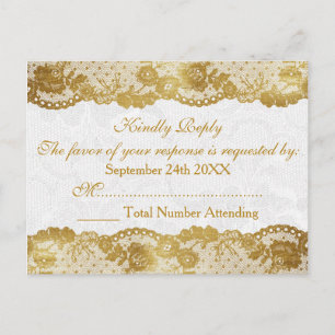 Tarjeta postal real personalizada RSVP Golden Whit