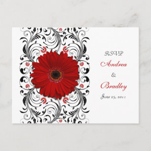 Tarjeta postal Red Gerbera Daisy RSVP
