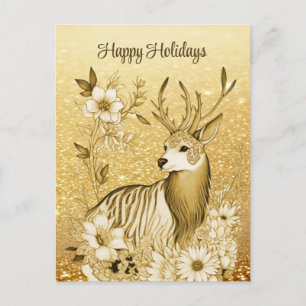 Tarjeta Postal Reno Floral Dorado