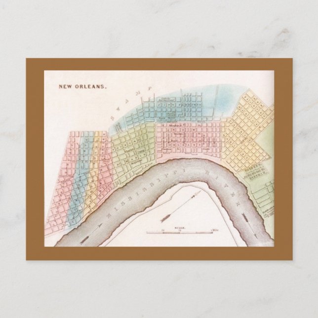 Tarjeta postal Rep Antigua Nueva Orleans mapa de L (Anverso)