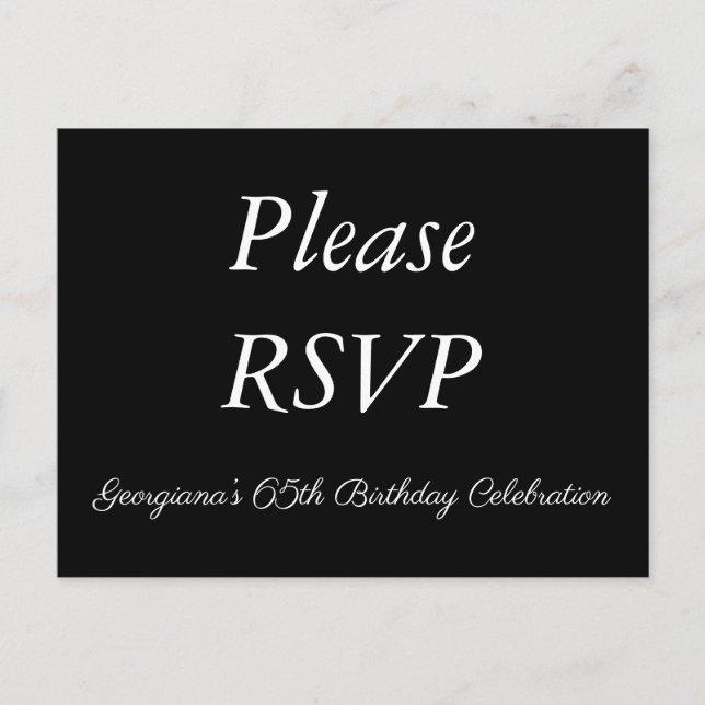 Tarjeta postal respetable "Please RSVP" (Anverso)