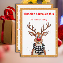 Tarjeta postal retro beige con ciervo navideño ado