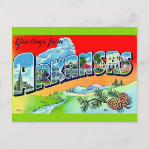 Tarjeta postal retro colorida de Arkansas