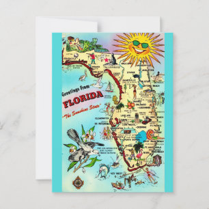 Tarjeta postal retro colorida de Florida