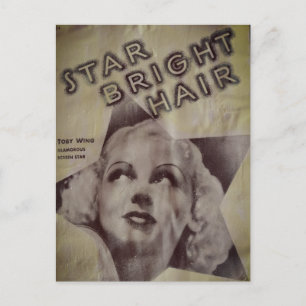 Tarjeta postal retro de anuncio de cabello brillan