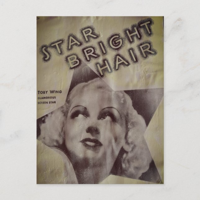 Tarjeta postal retro de anuncio de cabello brillan (Anverso)