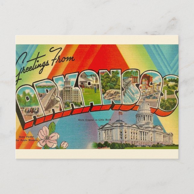  Tarjeta postal retro de Arkansas  (Anverso)