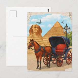 Tarjeta postal retro de arte de carruaje de caball