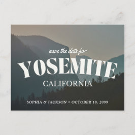 Tarjeta postal retro de boda en Yosemite para guar