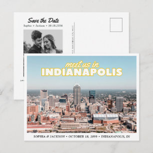 Tarjeta Postal Retro de Boda para Guardar la Fecha