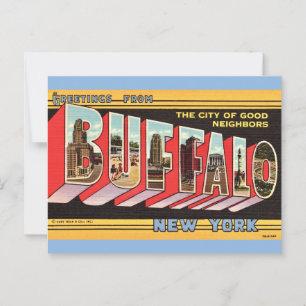 Tarjeta postal retro de Búfalo Nueva York