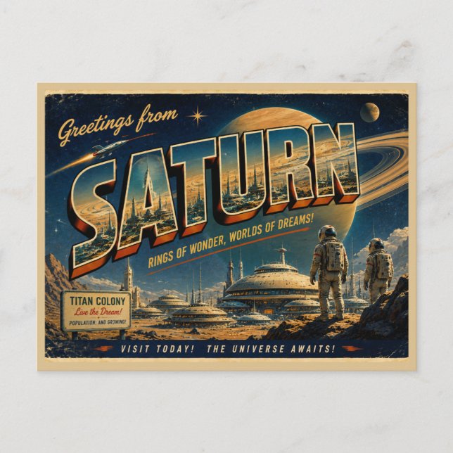 Tarjeta postal retro de ciencia ficción de Venus | (Anverso)