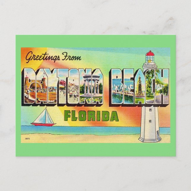 Tarjeta postal retro de Daytona Beach (Anverso)