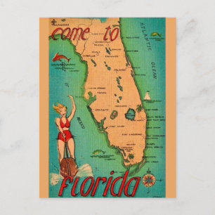 Tarjeta postal retro de Florida 