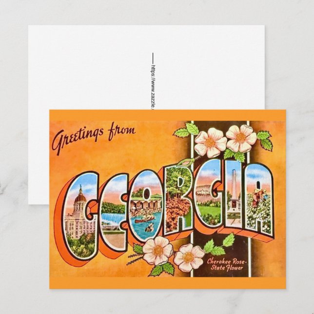 Tarjeta postal retro de Georgia (Anverso / Reverso)