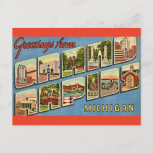 Tarjeta postal retro de Grand Rapids