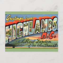 Tarjeta postal retro de Highlands NC