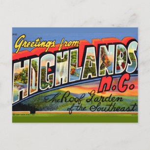 Tarjeta postal retro de Highlands NC