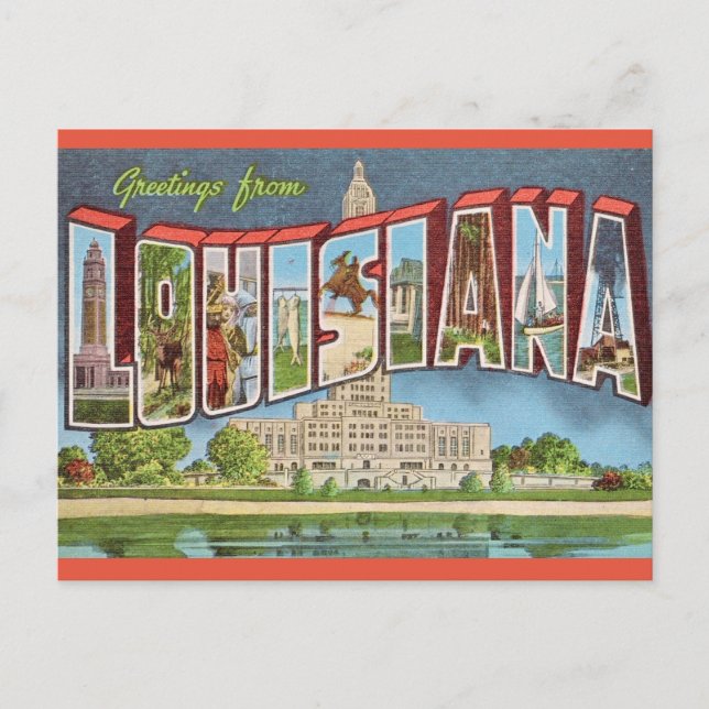 Tarjeta postal retro de Louisiana (Anverso)