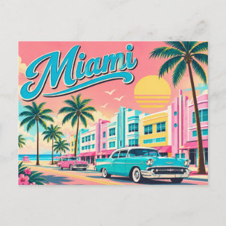 Tarjeta postal retro de Miami | Vibe Florida Beach