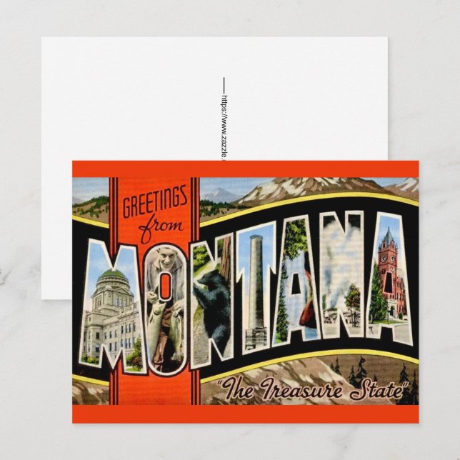 Tarjeta postal retro de Montana (Anverso / Reverso)